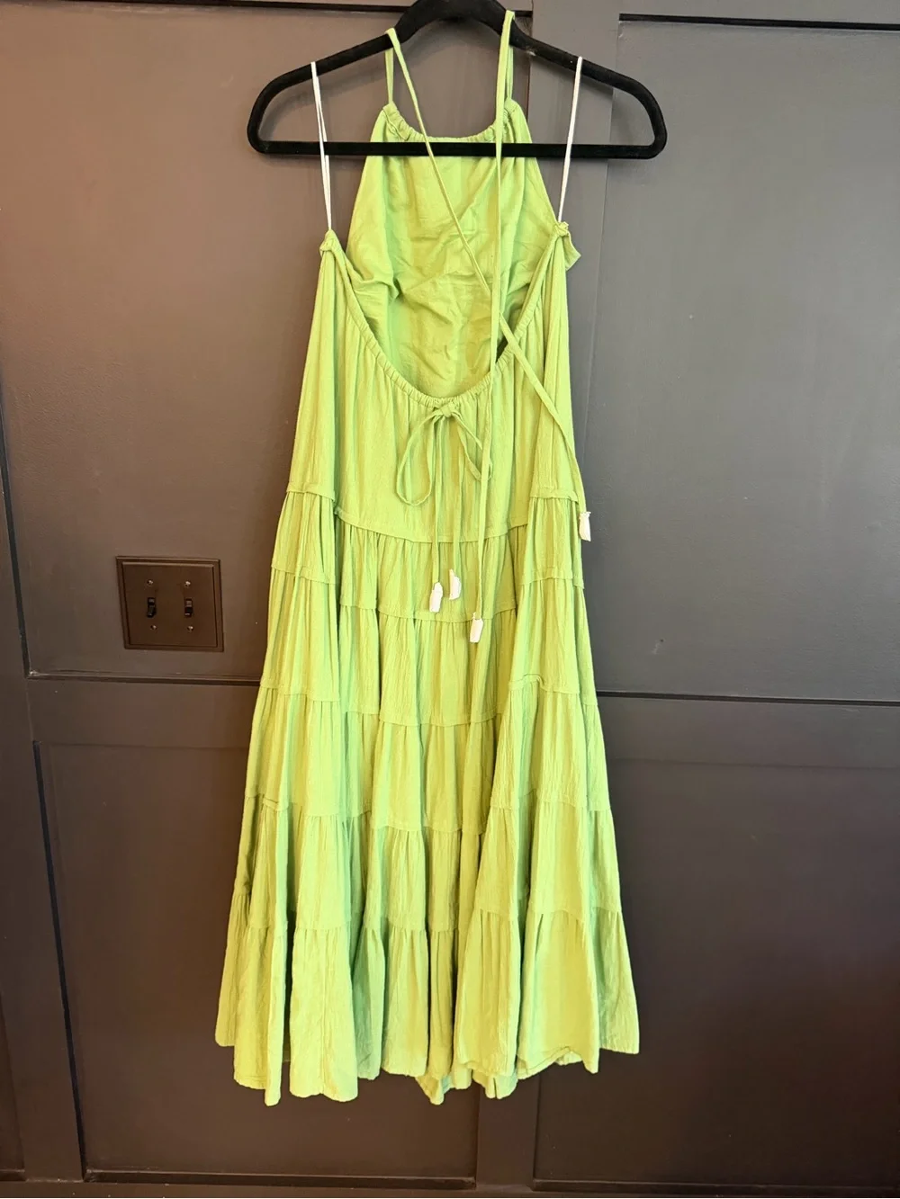 Free People Neon Lime Tiered Maxi Dress